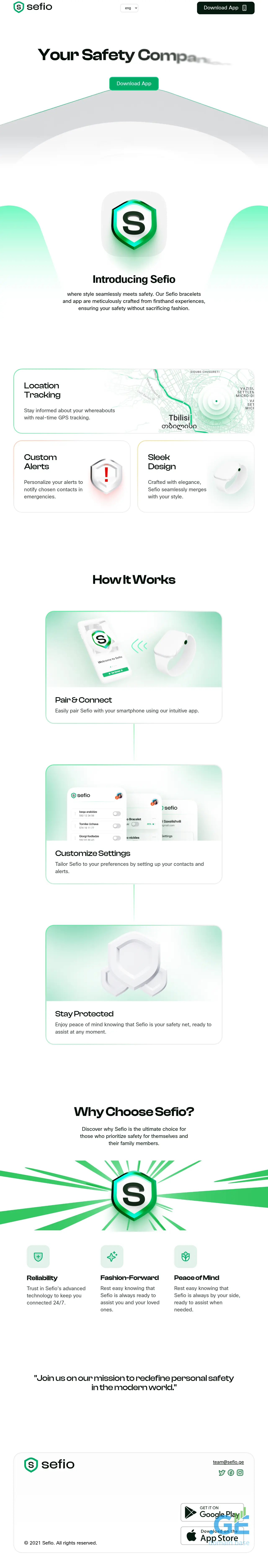 Screenshot of the site sefio.ge