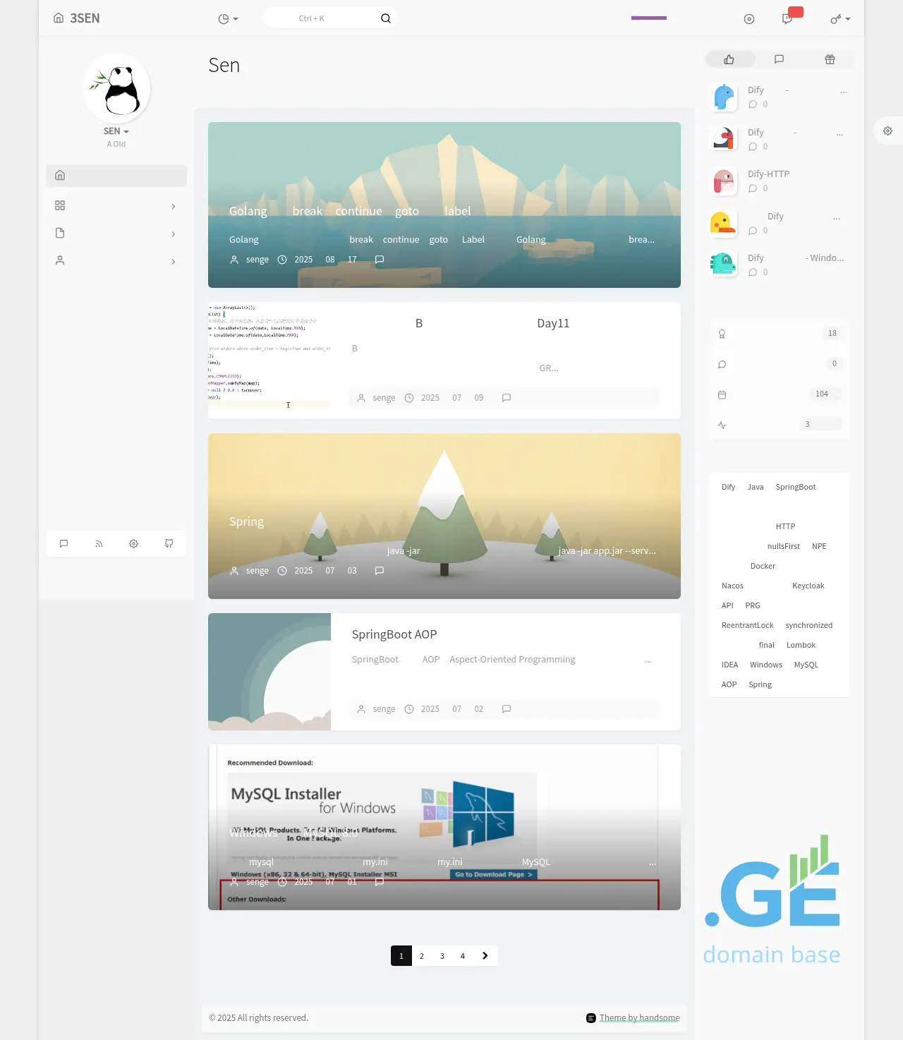 Screenshot of the site sen.ge