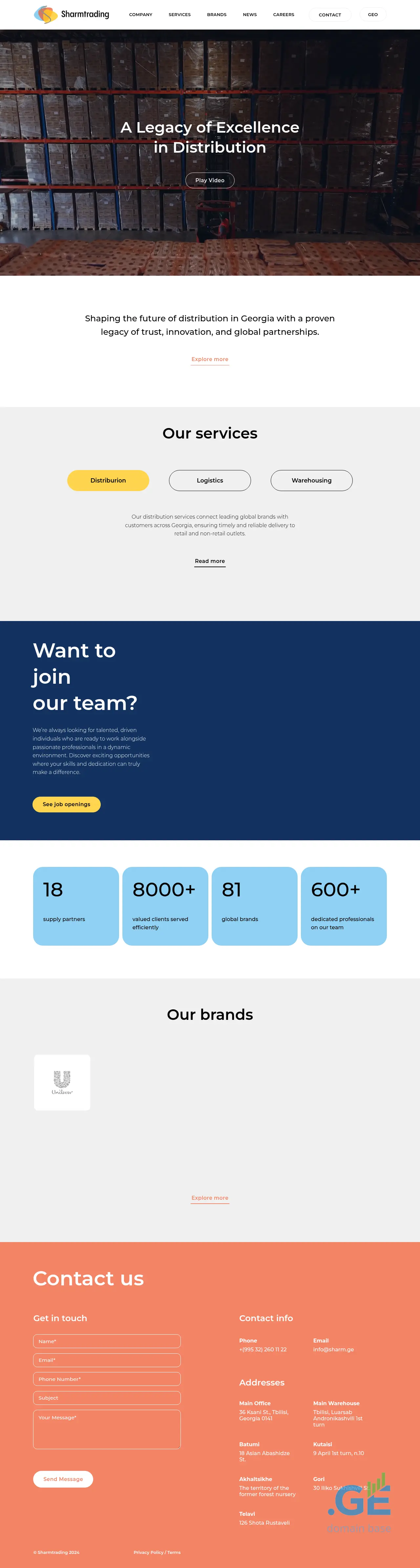 Screenshot of the site sharmtrading.ge