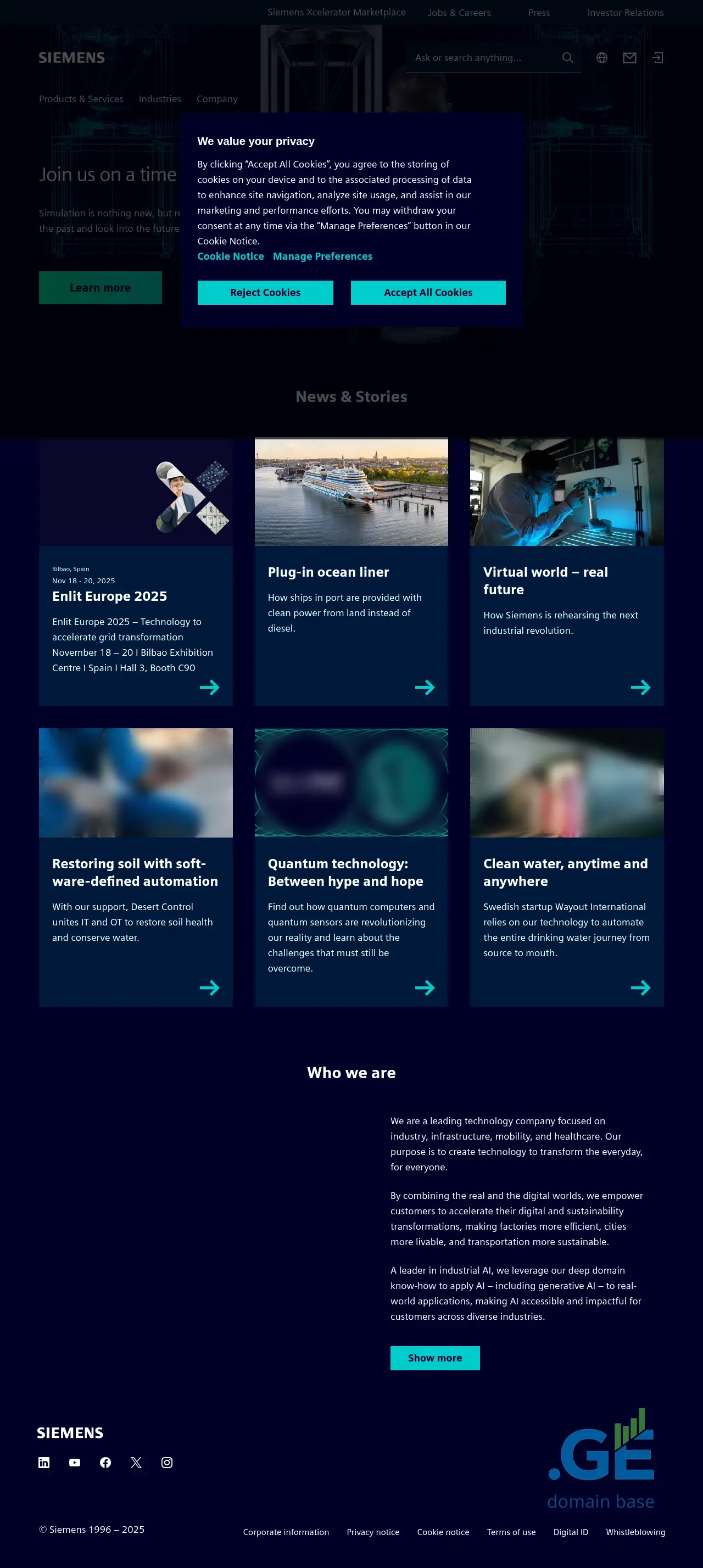 Screenshot of the site siemens.ge