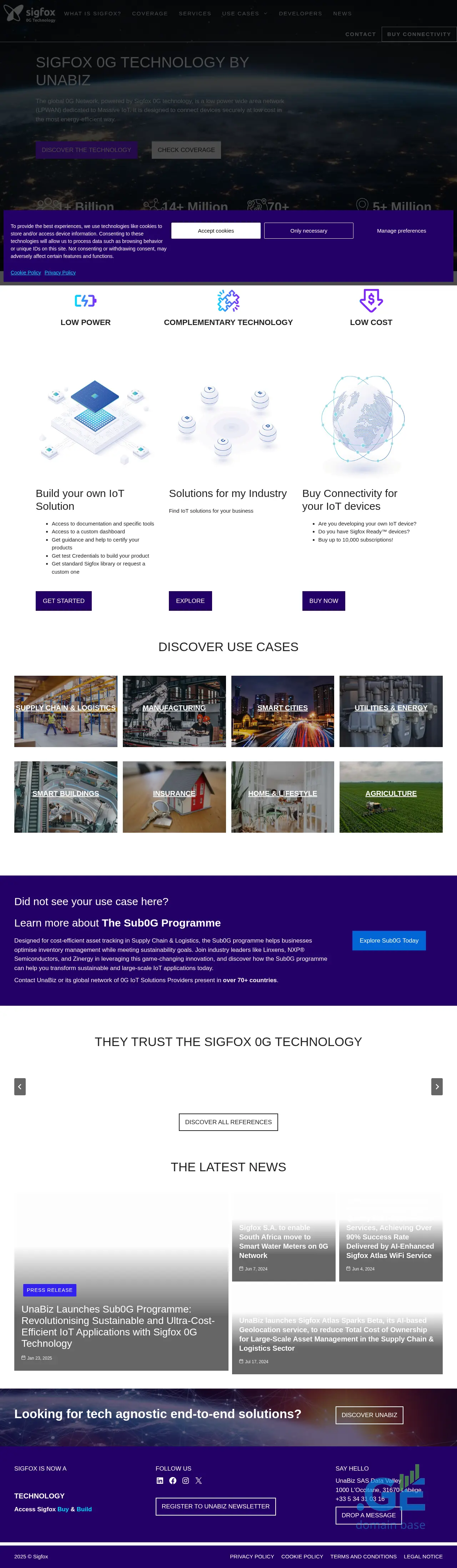 Screenshot of the site sigfox.ge