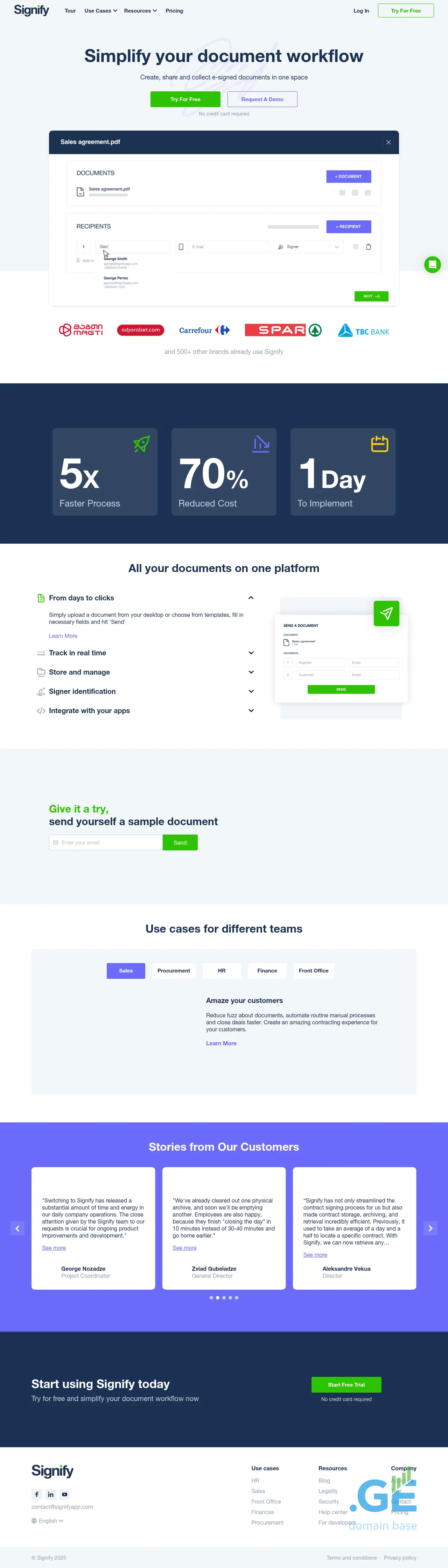 Screenshot of the site signify.ge