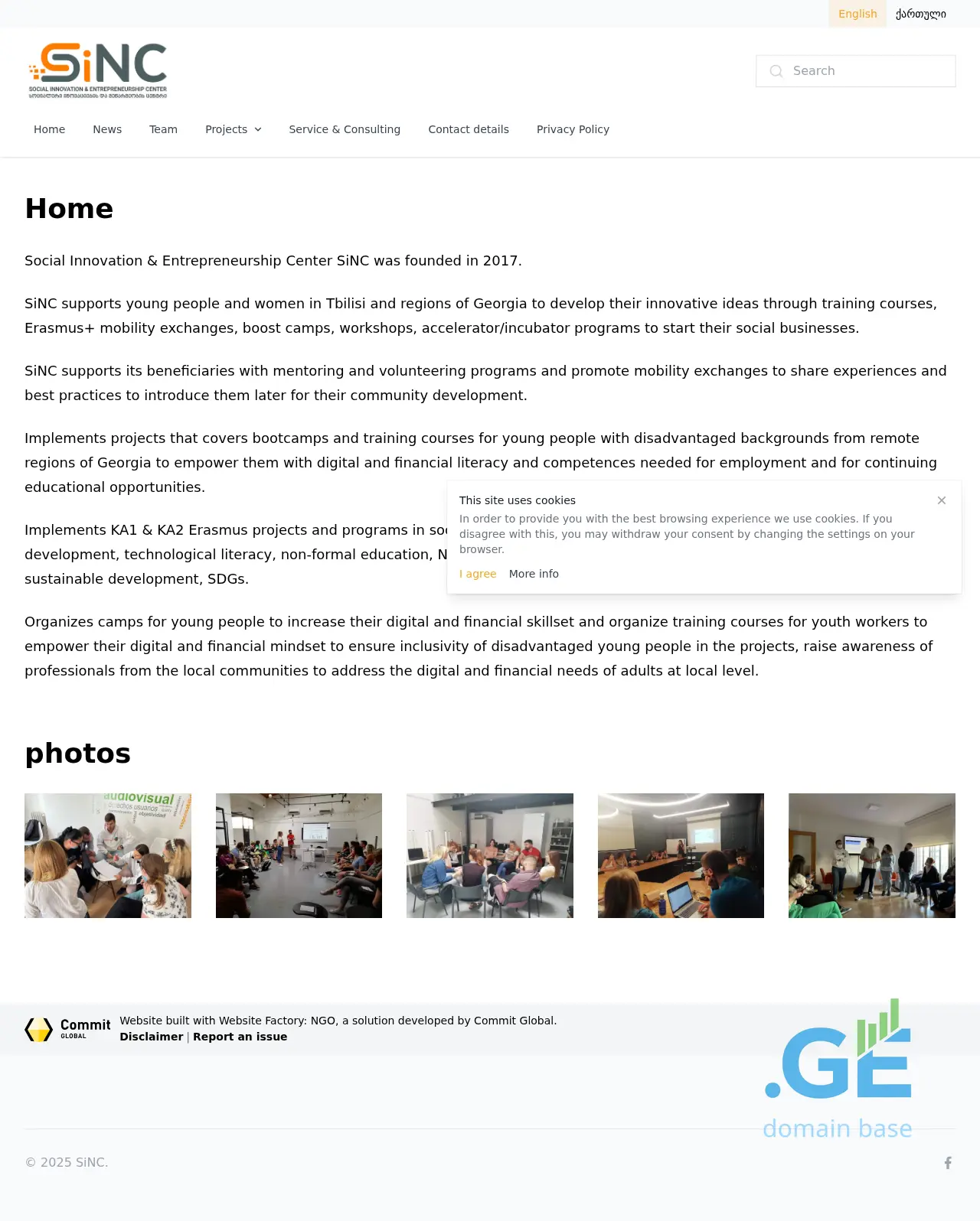 Screenshot of the site sinc.org.ge