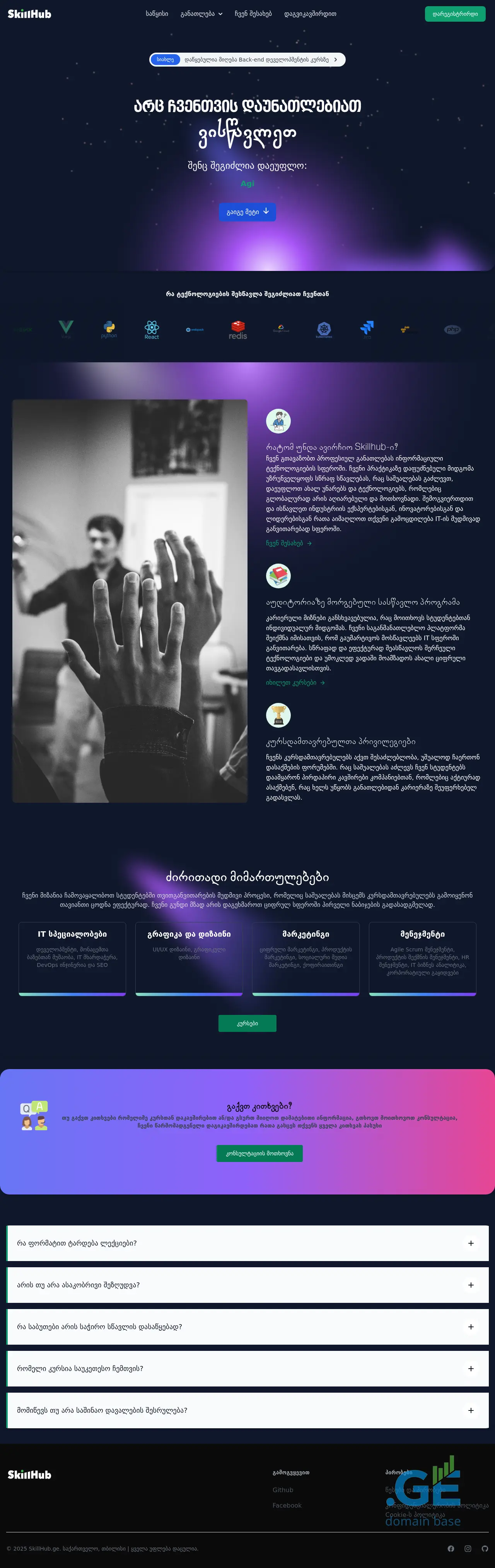 Screenshot of the site skillhub.ge