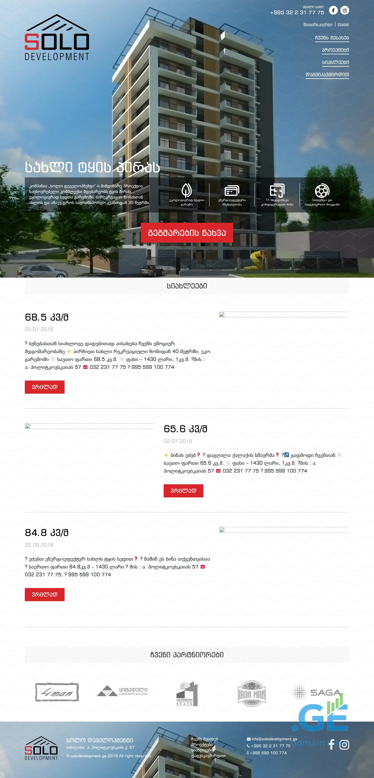 Screenshot of the site solodevelopment.ge