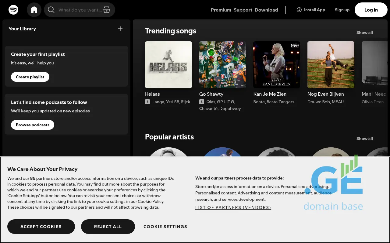 Screenshot of the site spotify.ge