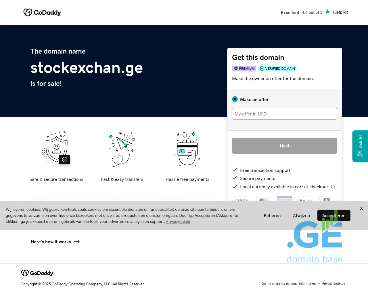 Screenshot of the site stockexchan.ge
