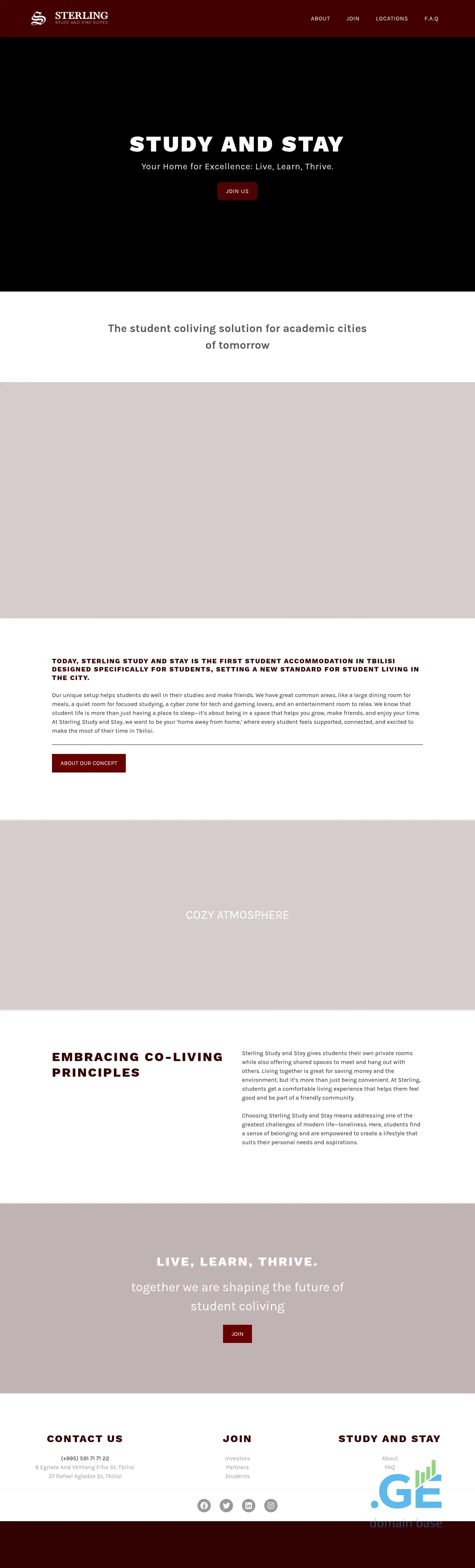 Screenshot of the site studyandstay.ge