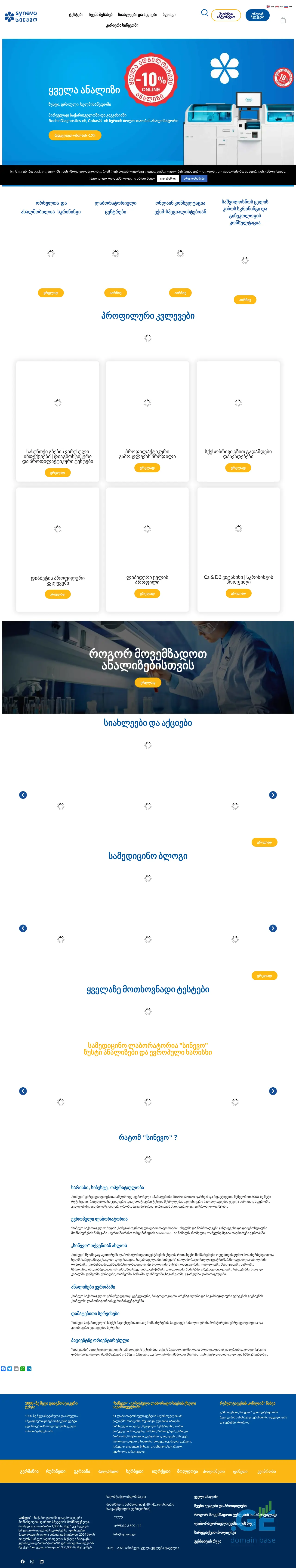 Screenshot of the site synevo.ge