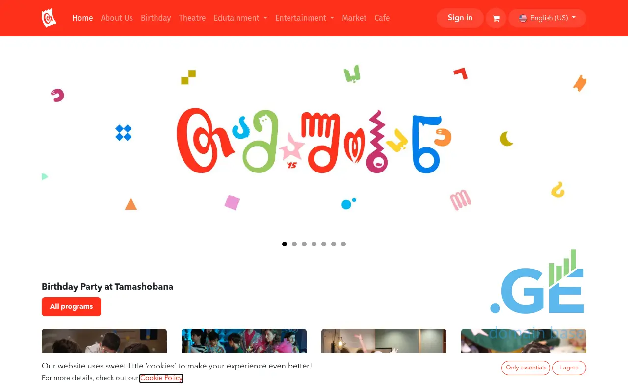 Screenshot of the site tamashobana.ge