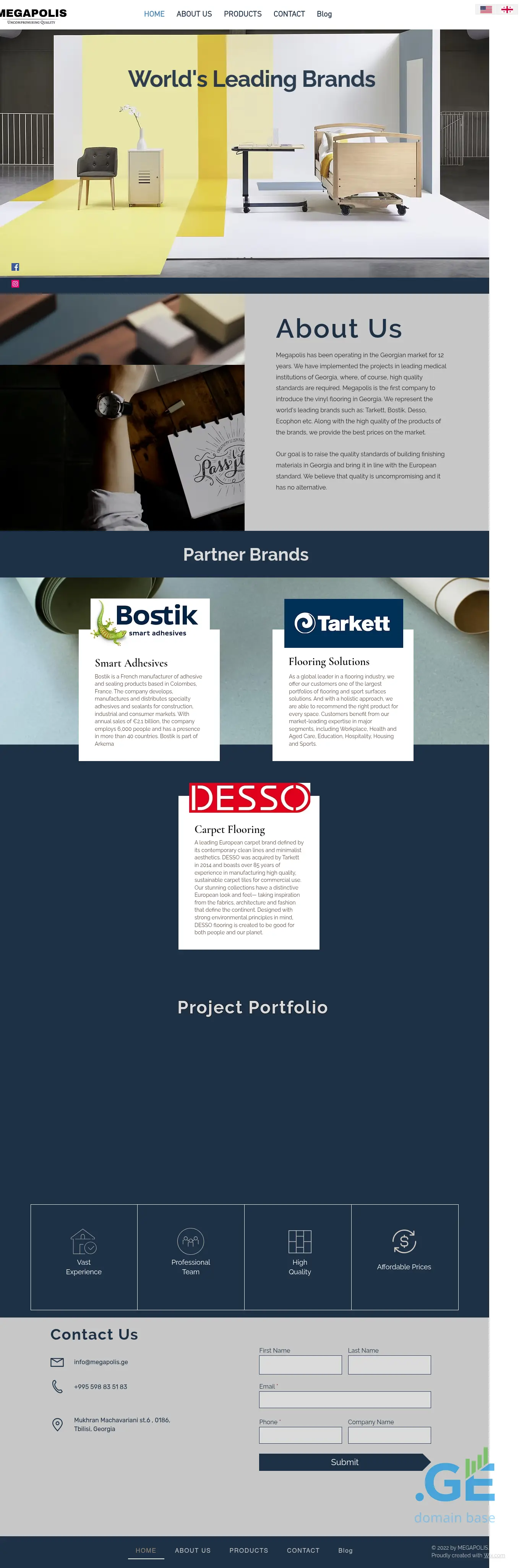 Screenshot of the site tarkett.ge