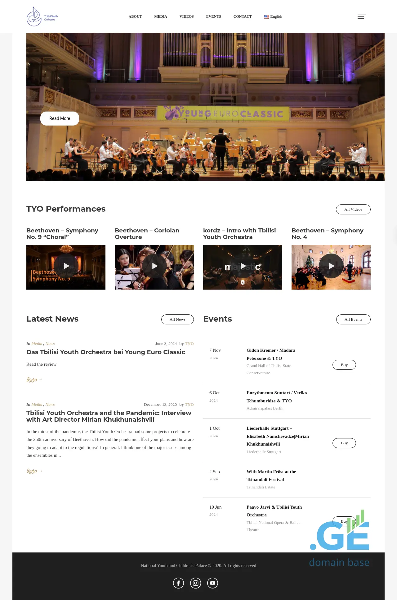 Screenshot of the site tbilisiyouthorchestra.ge