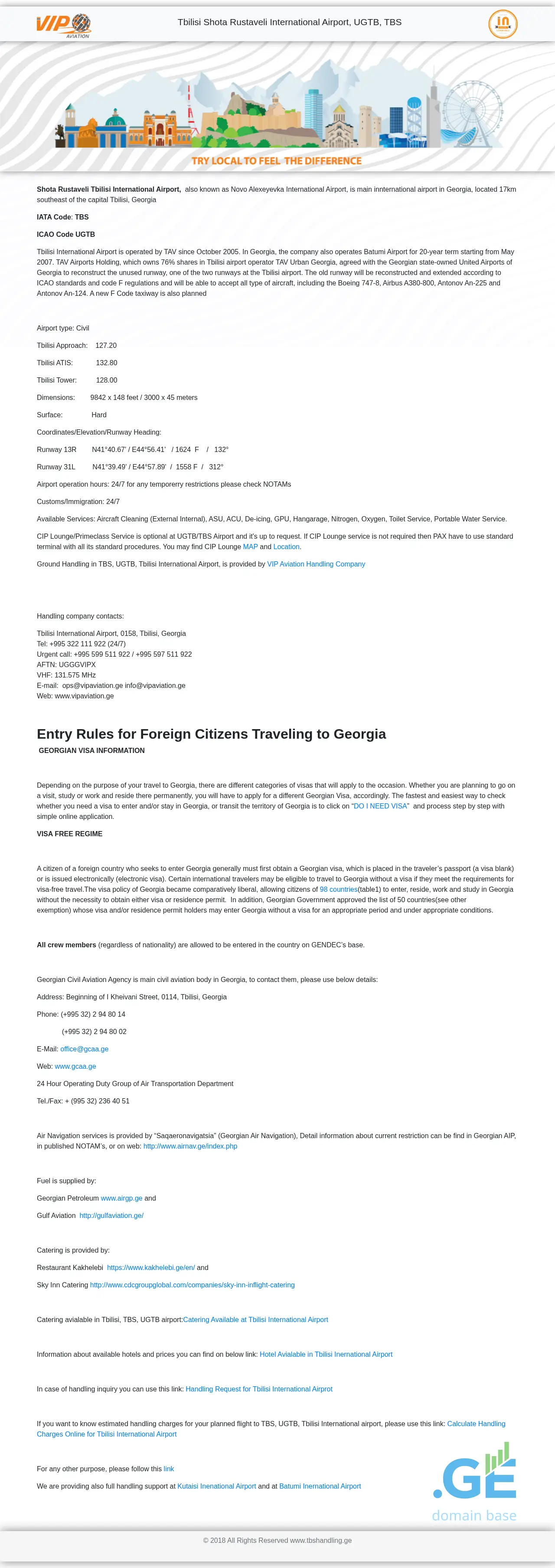 Screenshot of the site tbshandling.ge