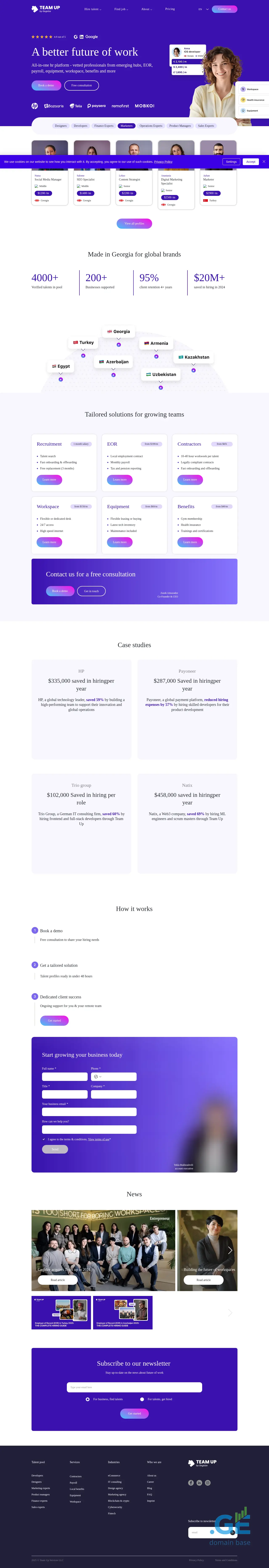 Screenshot of the site teamup.ge