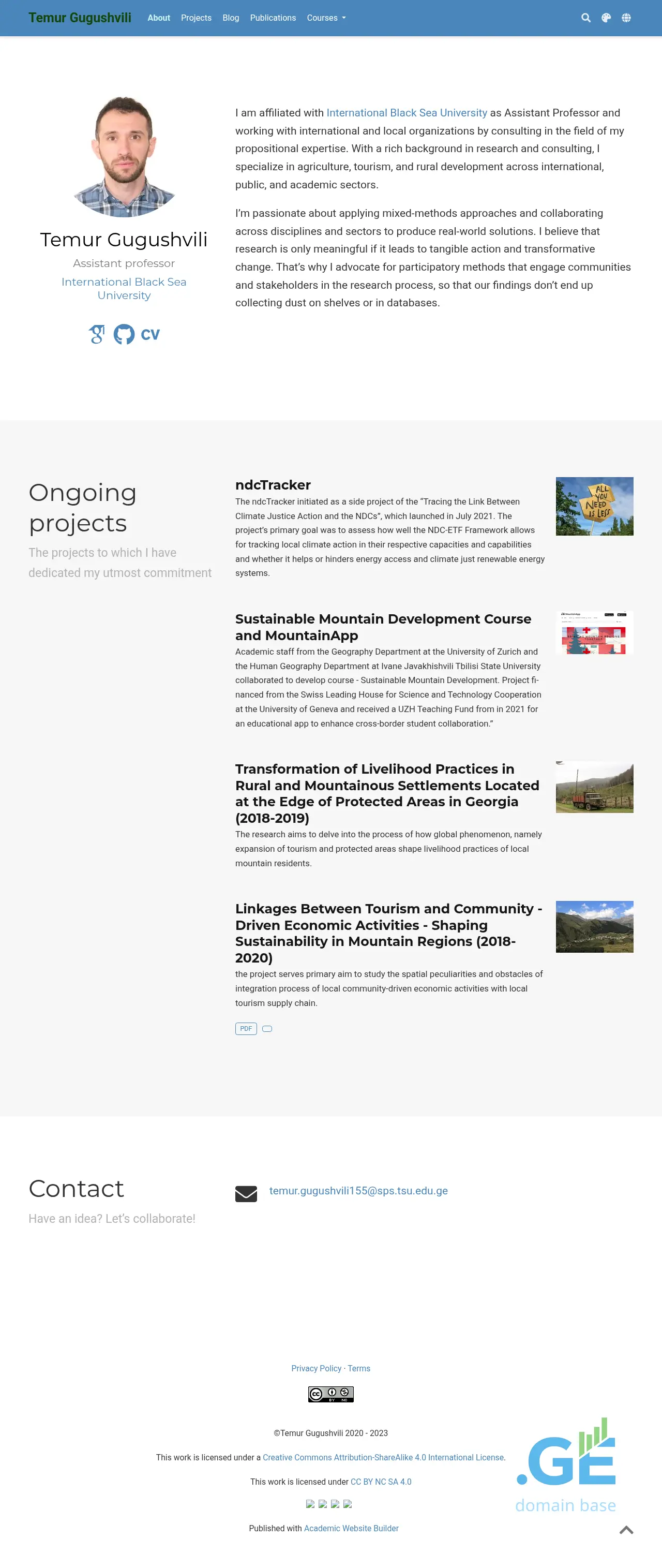 Screenshot of the site temurgugushvili.ge