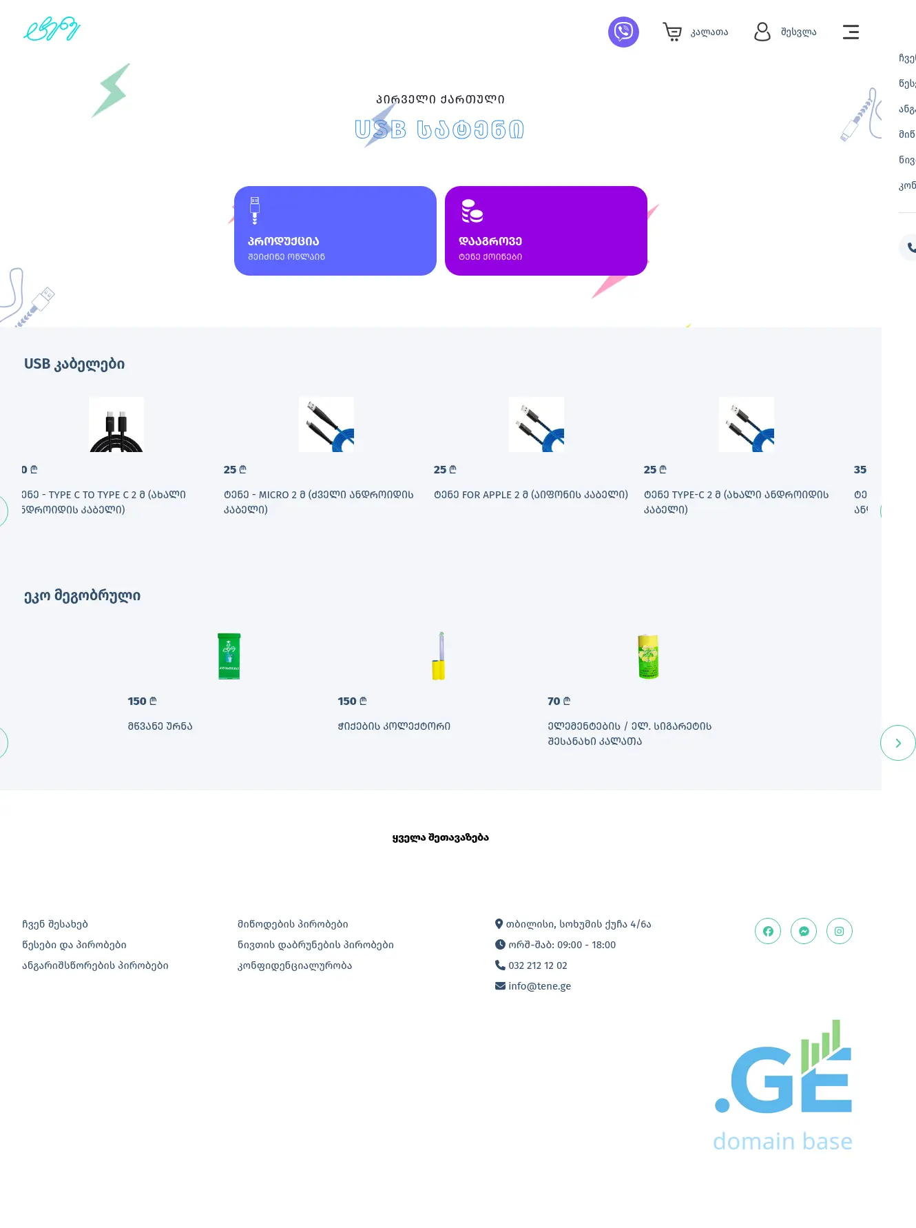 Screenshot of the site tene.ge
