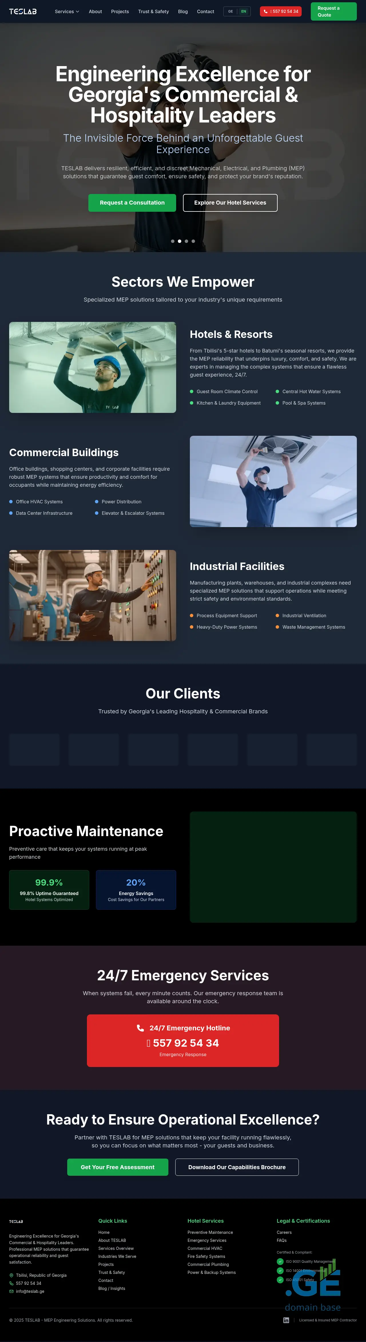 Screenshot of the site teslab.ge