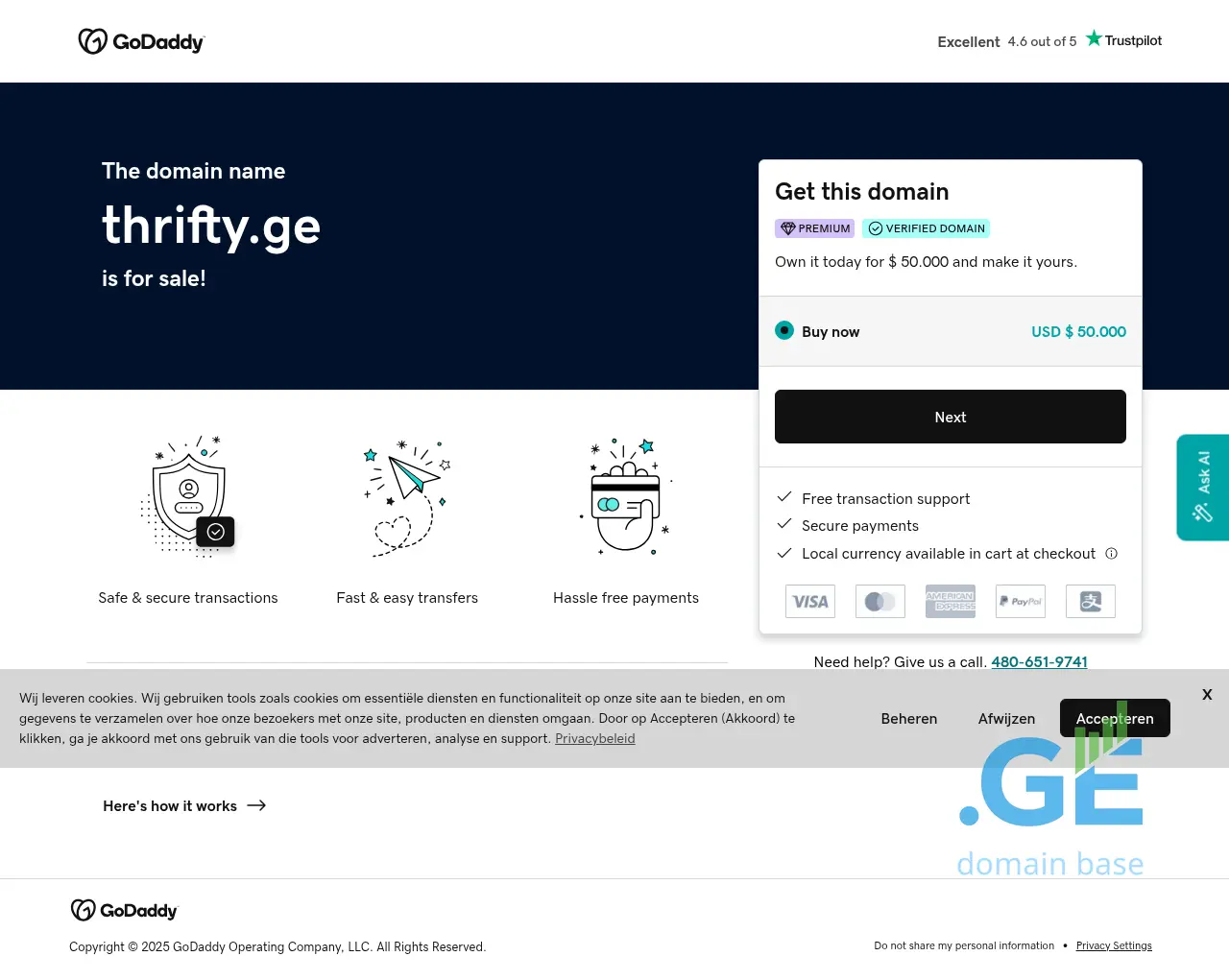 Screenshot of the site thrifty.ge