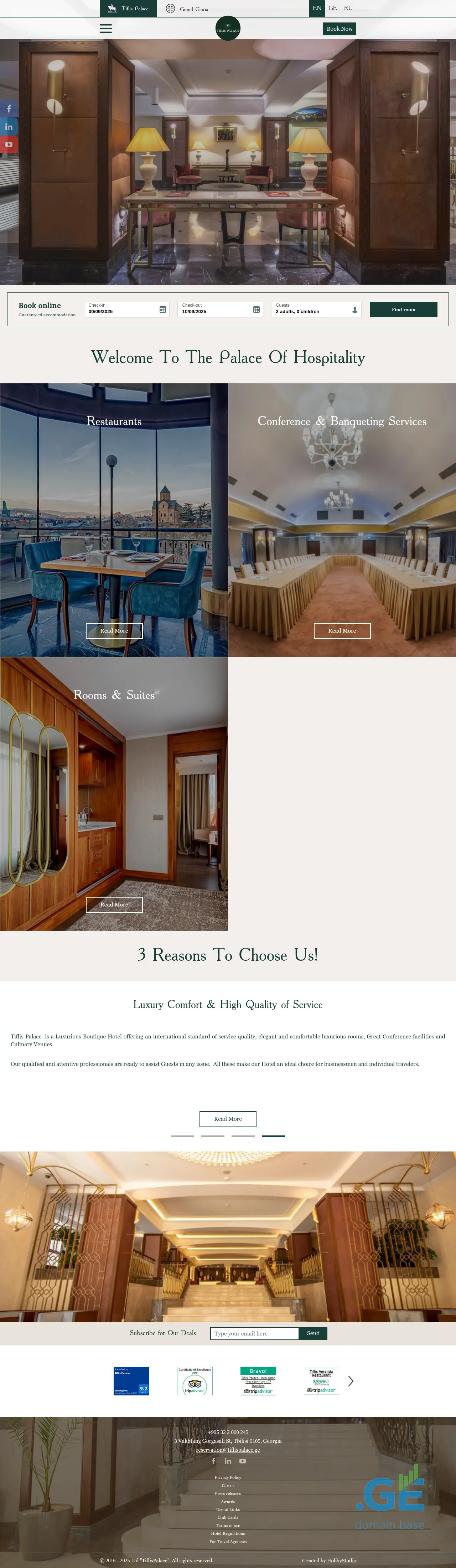 Screenshot of the site tiflispalace.ge