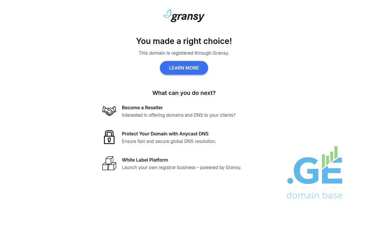 Screenshot of the site tld.ge