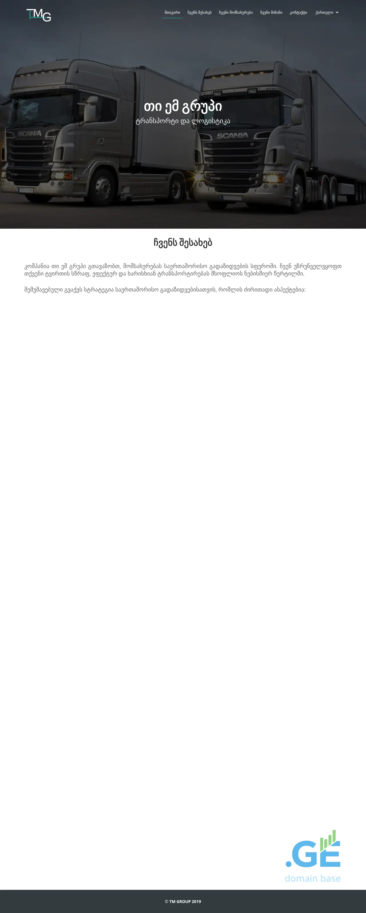 Screenshot of the site tmg.ge