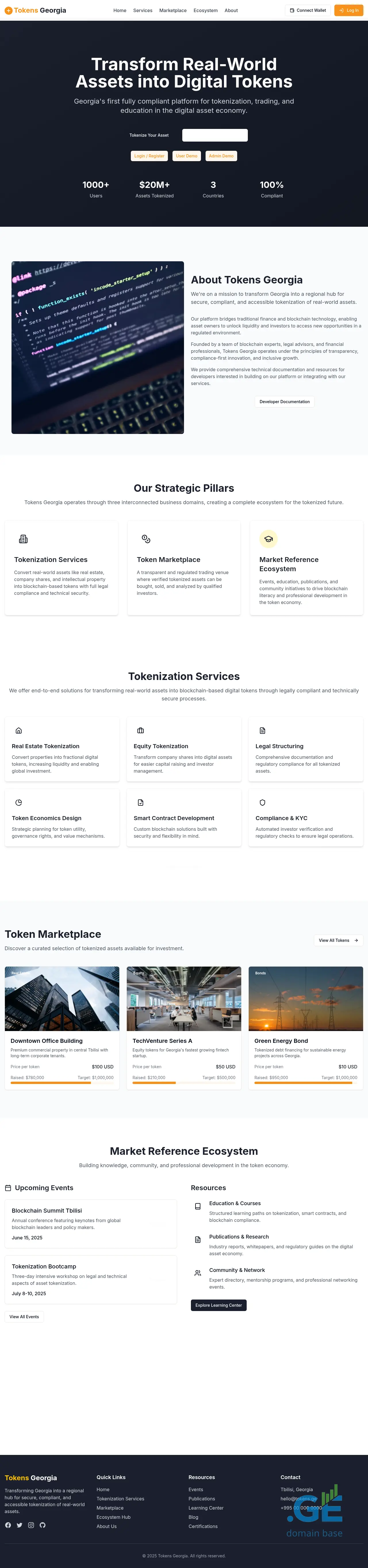 Screenshot of the site tokens.ge