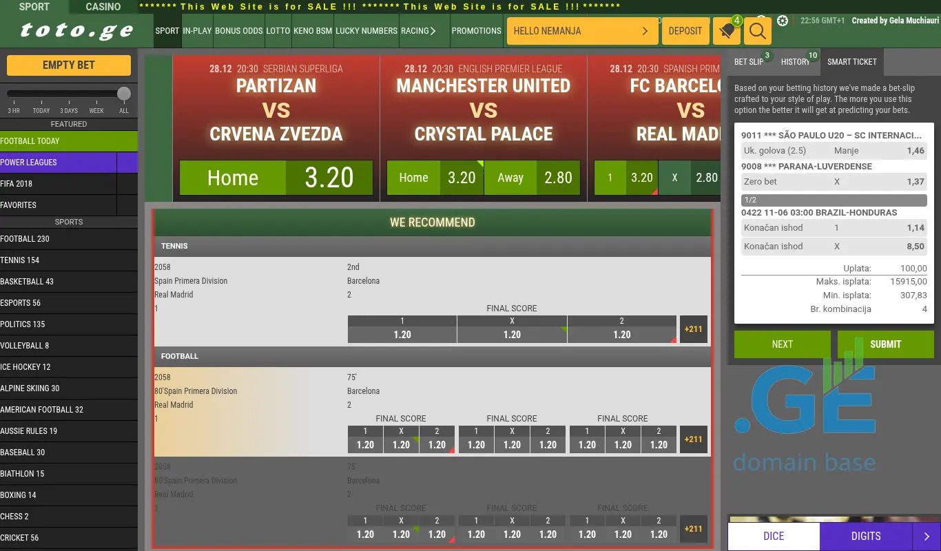 Screenshot of the site toto.ge