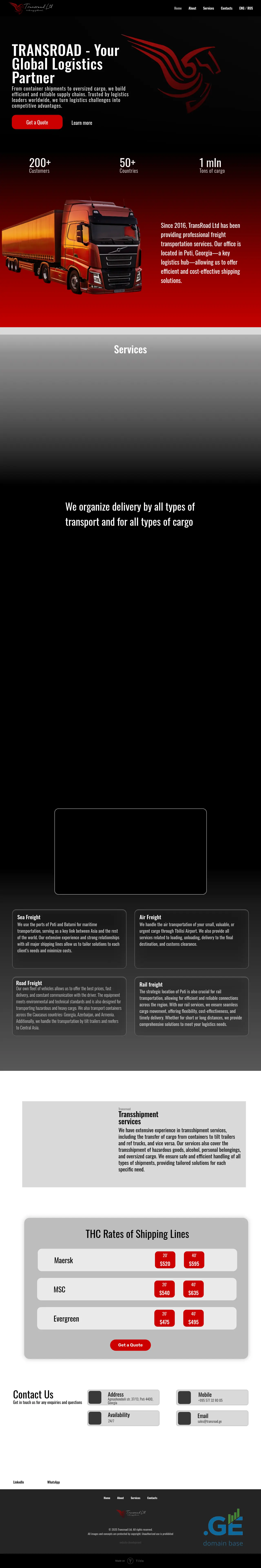 Screenshot of the site transroad.ge