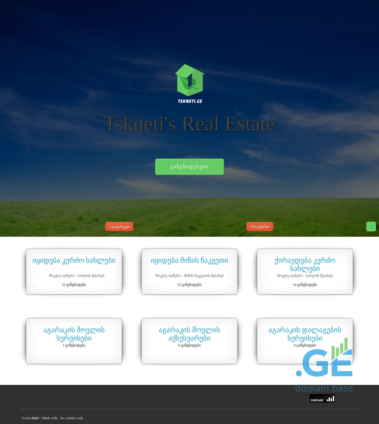 Screenshot of the site tskneti.com.ge