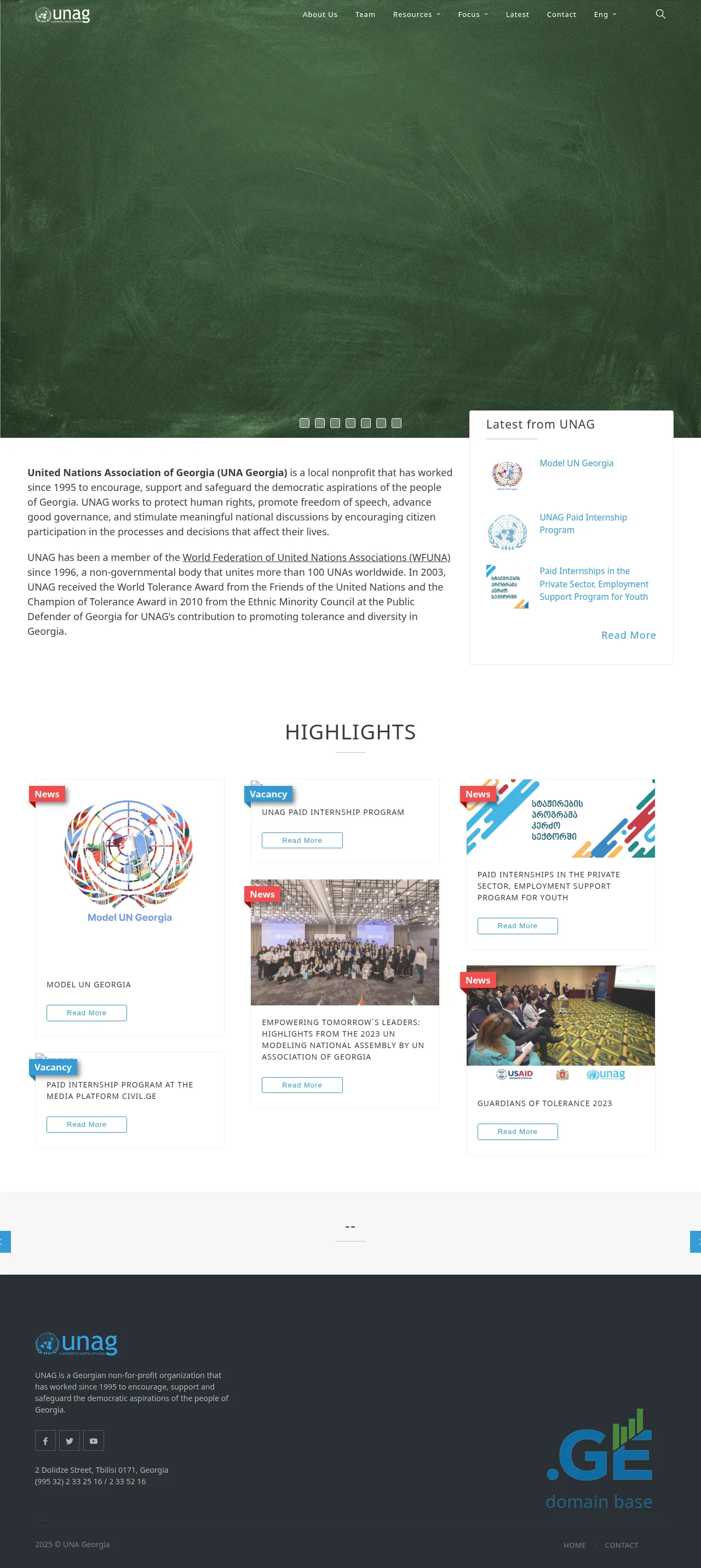 Screenshot of the site una.ge