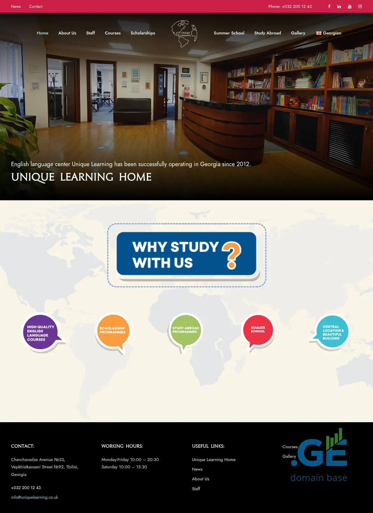 Screenshot of the site uniquelearning.ge