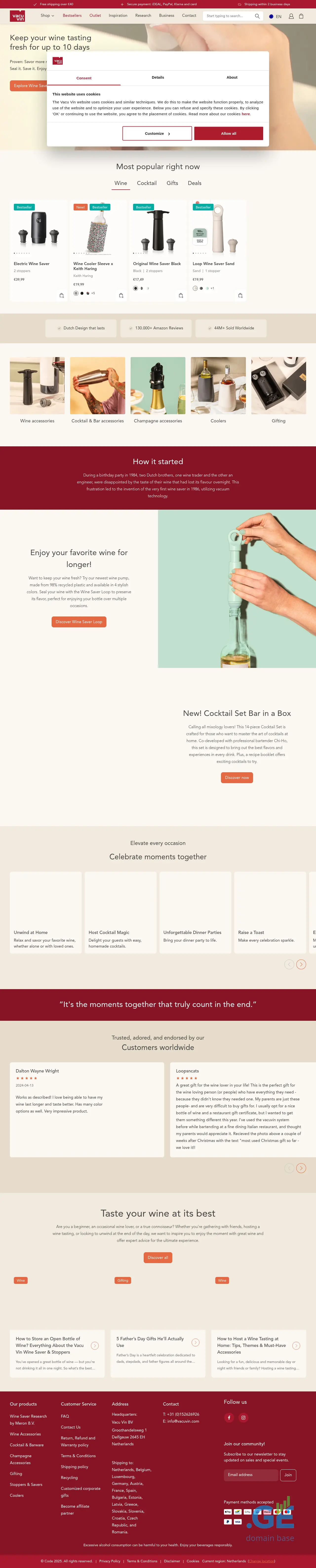 Screenshot of the site vacuvin.ge