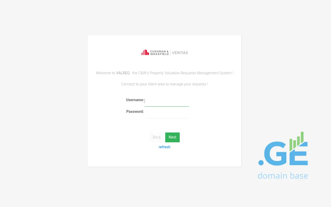 Screenshot of the site valreq.ge