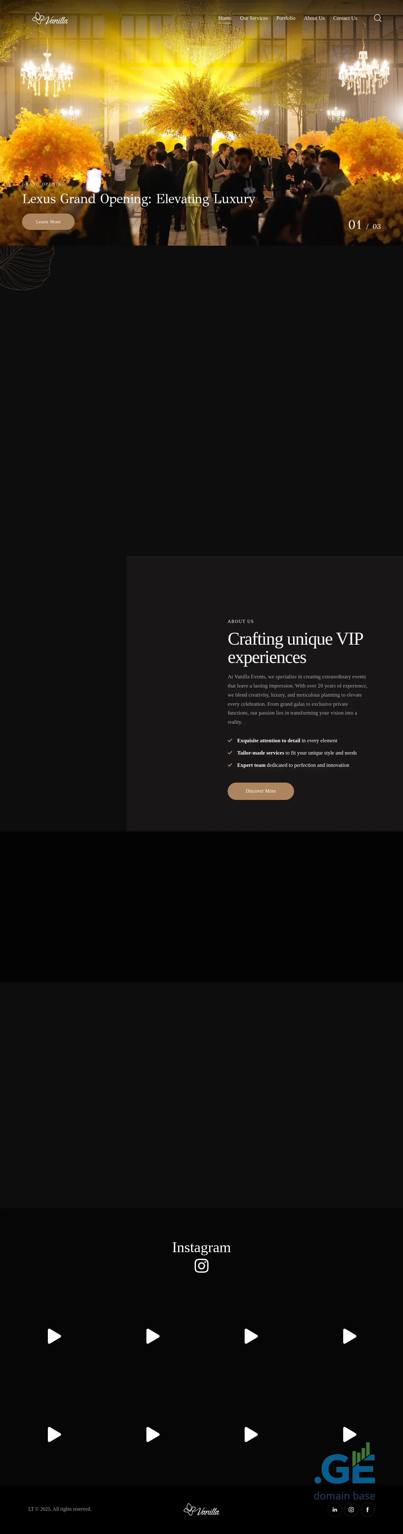 Screenshot of the site vanillaevents.ge