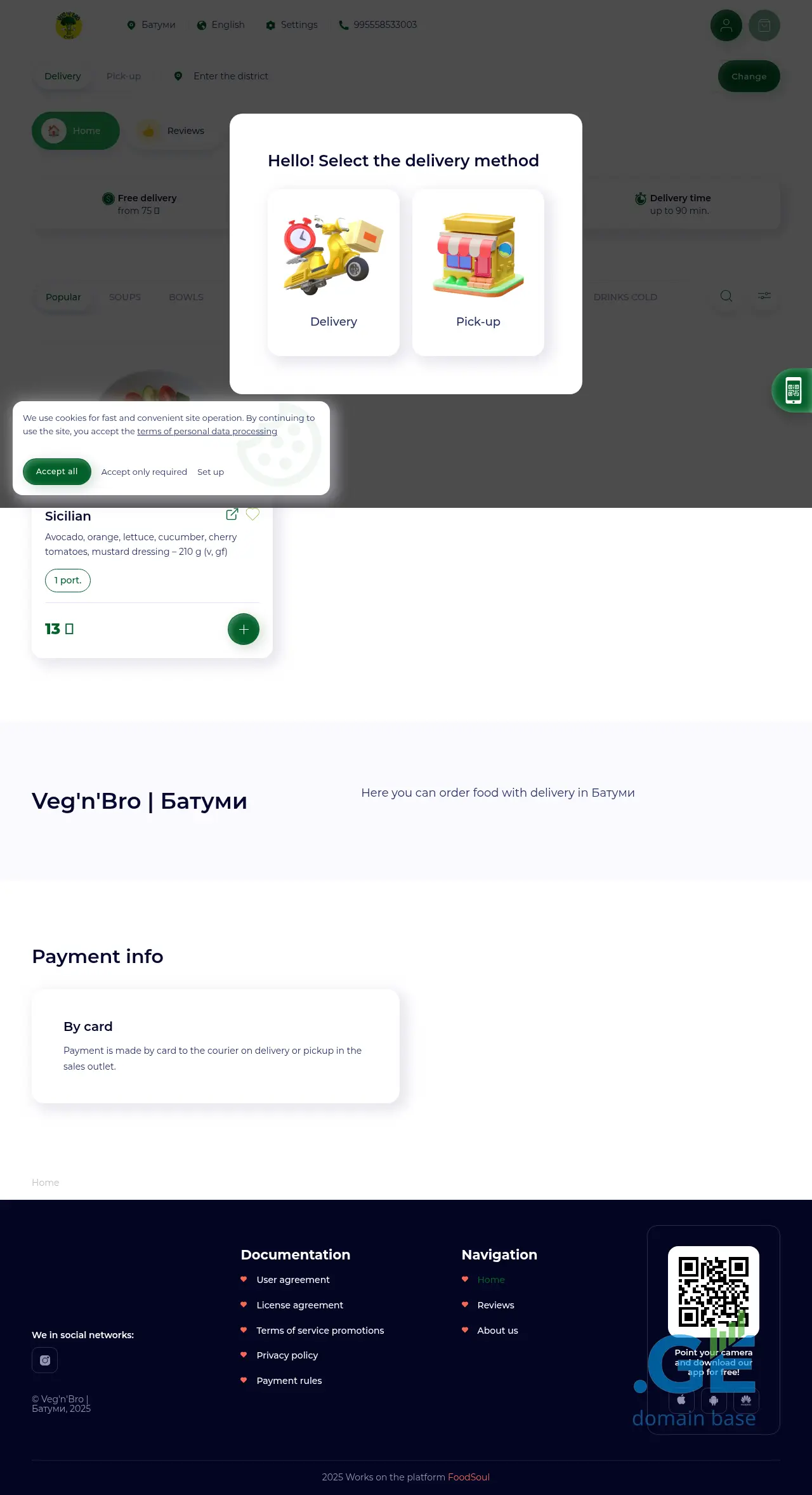 Screenshot of the site vegnbrocafe.ge