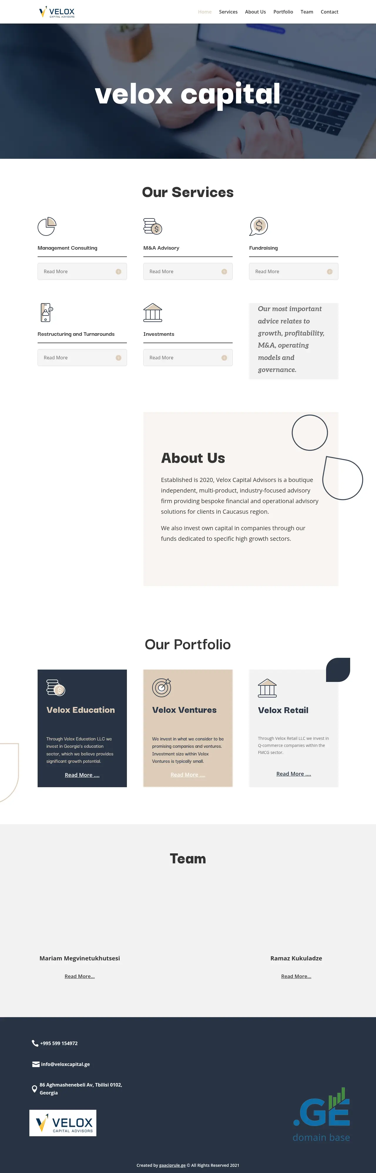 Screenshot of the site veloxcapital.ge
