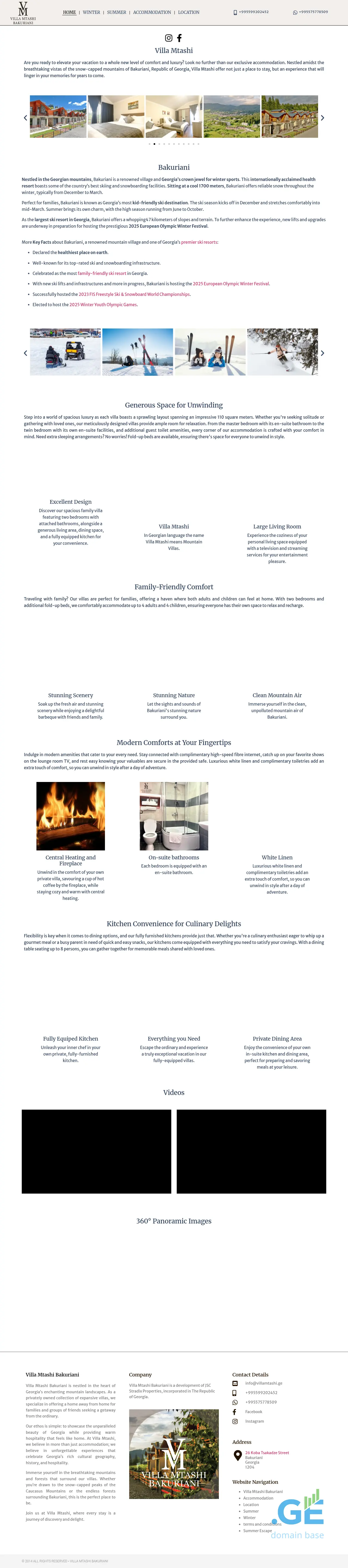Screenshot of the site villamtashi.ge