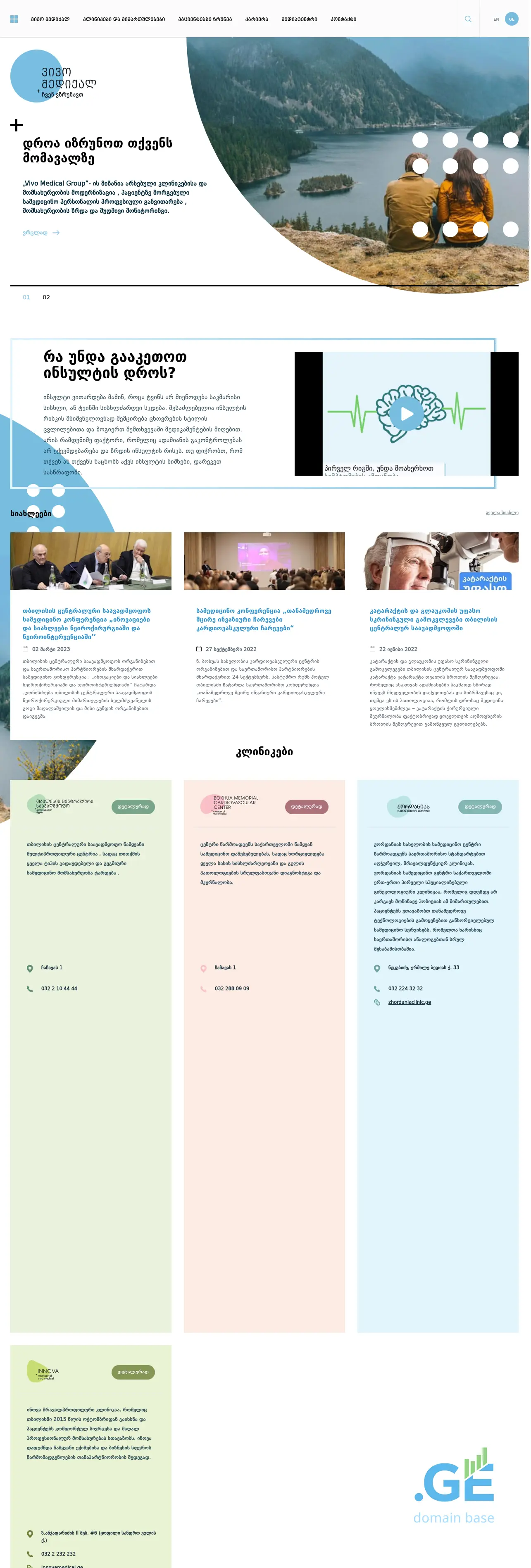 Screenshot of the site vivomedical.ge