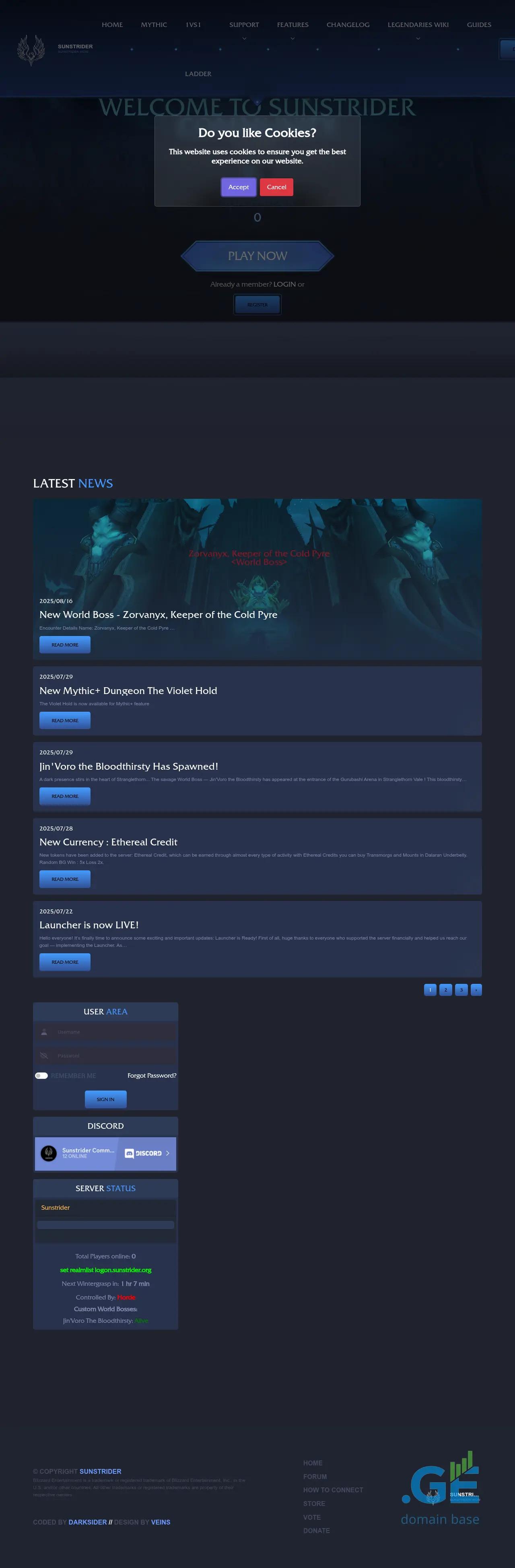 Screenshot of the site warsong.ge