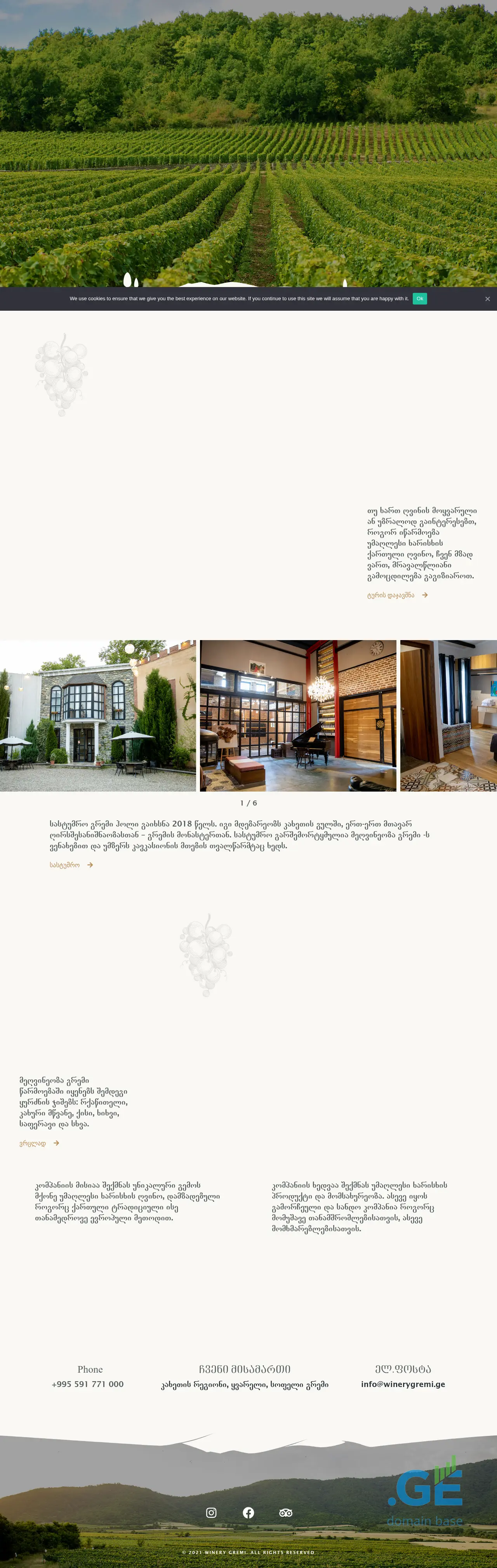 Screenshot of the site winerygremi.ge