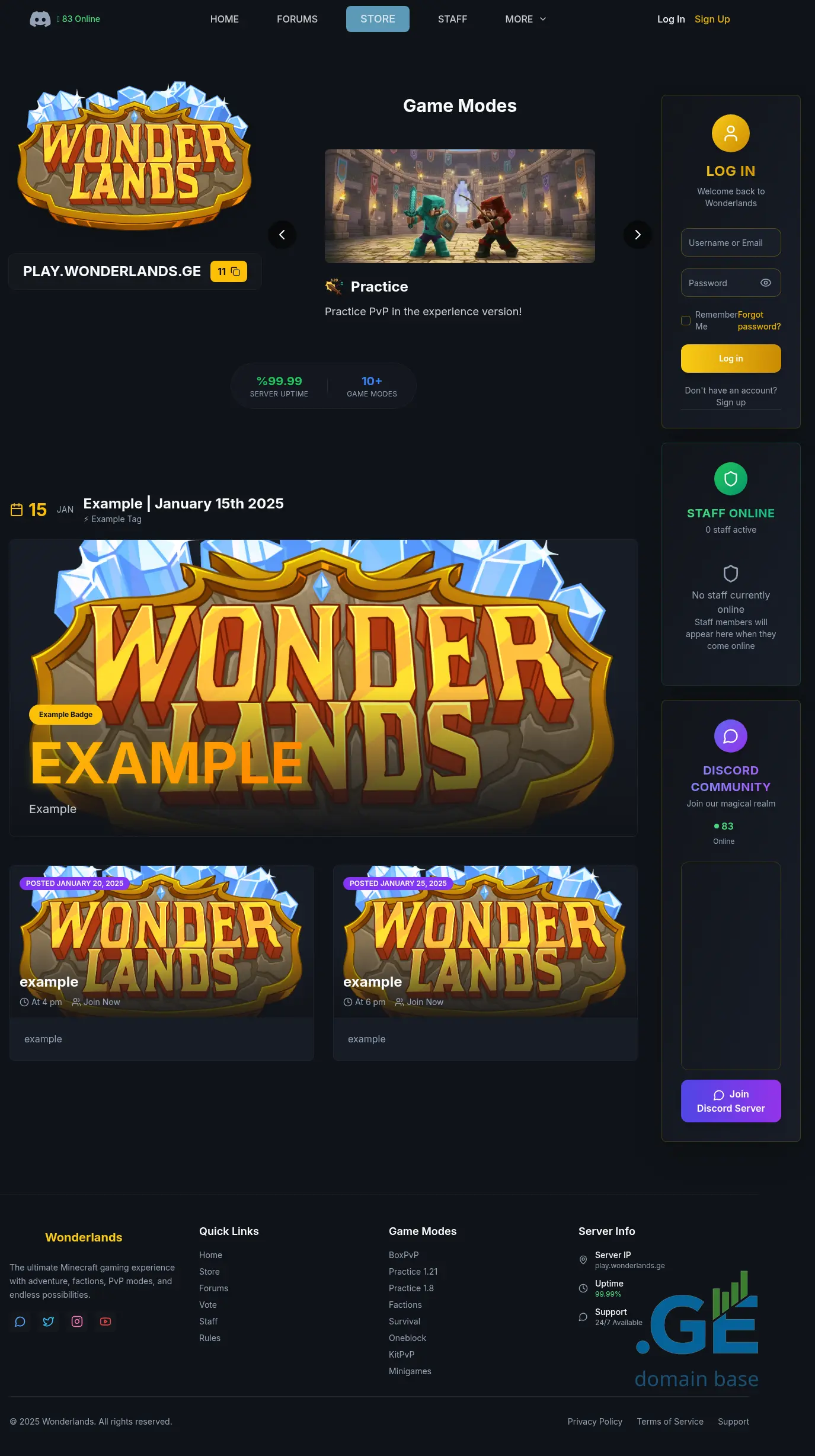 Screenshot of the site wonderlands.ge