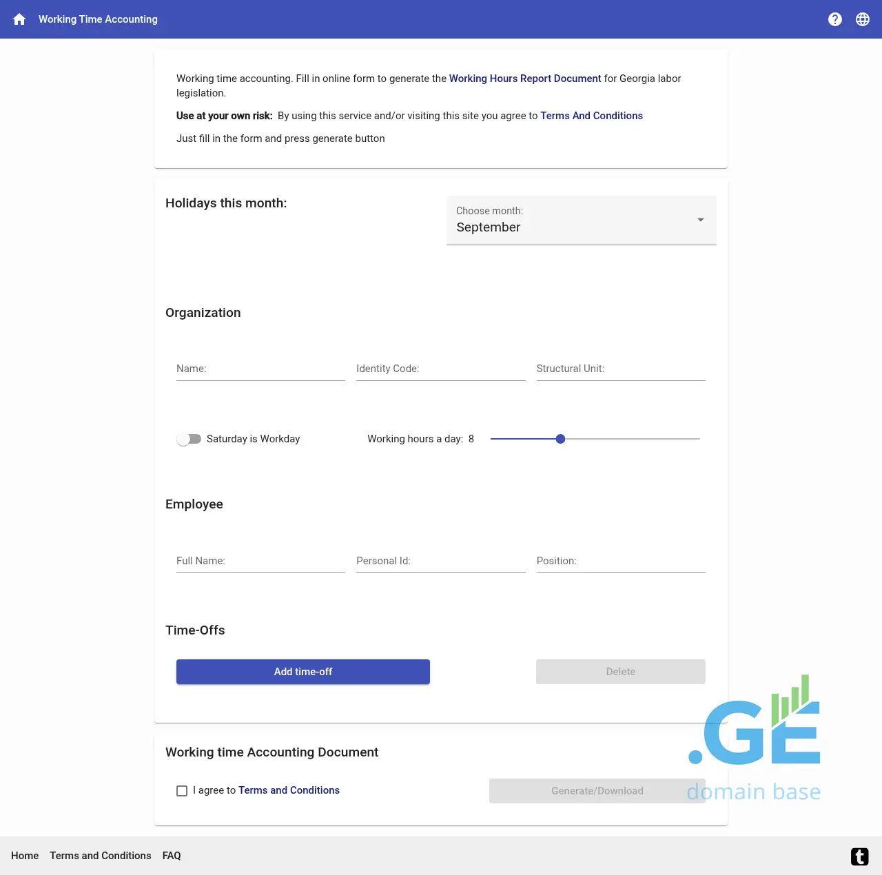 Screenshot of the site worktimereport.ge