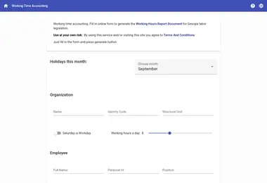 Screenshot of worktimereport.ge