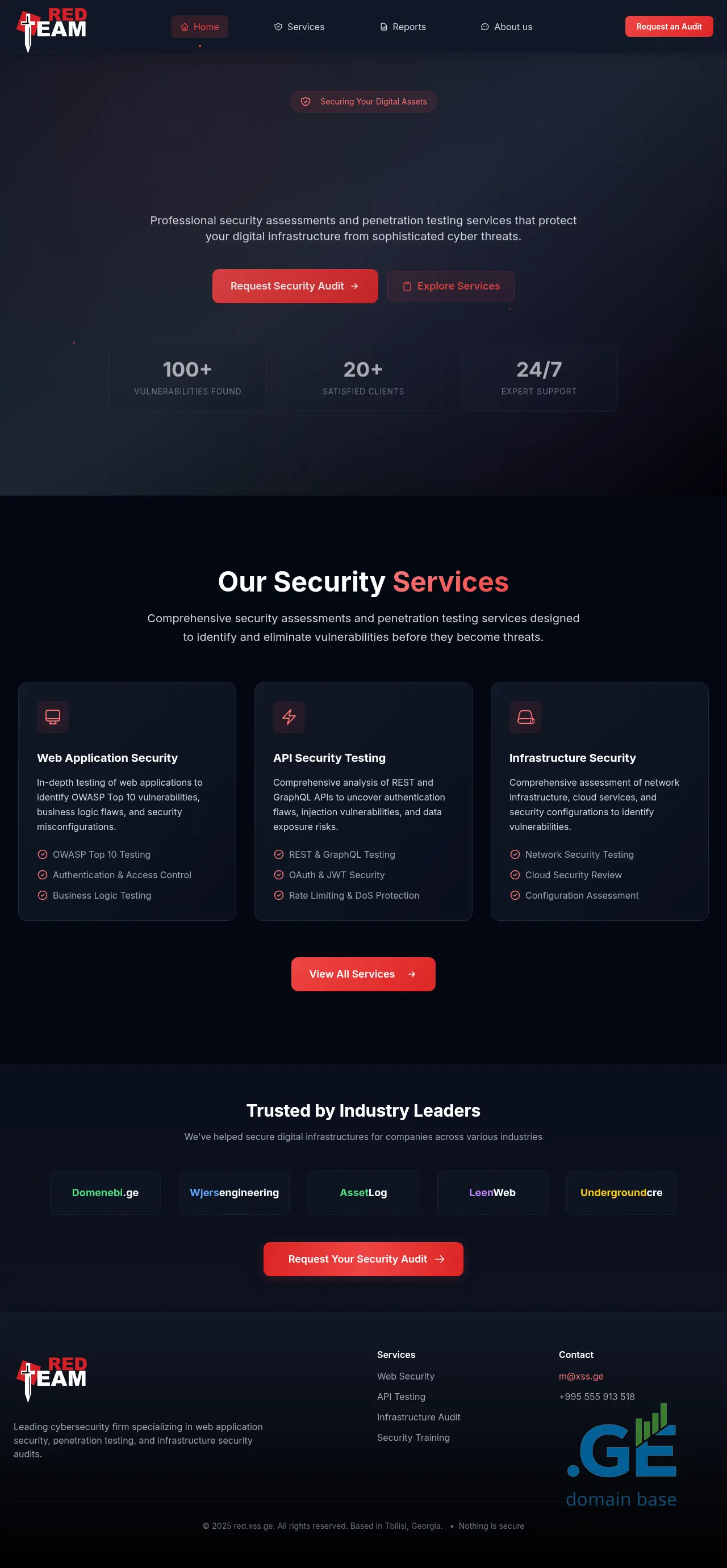 Screenshot of the site xss.ge