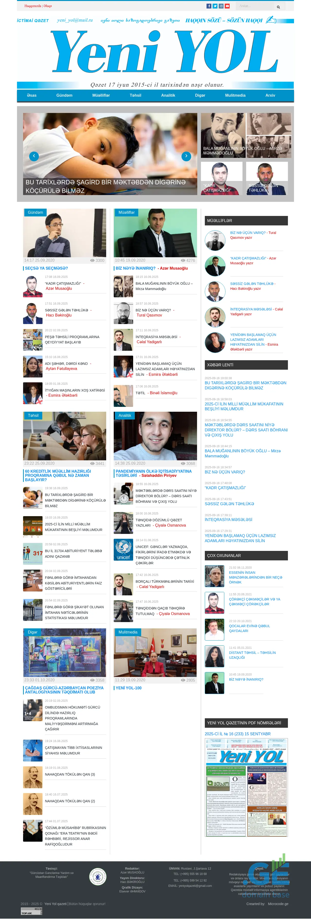 Screenshot of the site yeniyol.ge