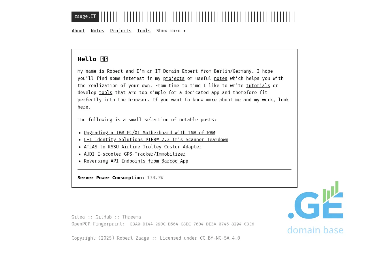 Screenshot of the site zaa.ge