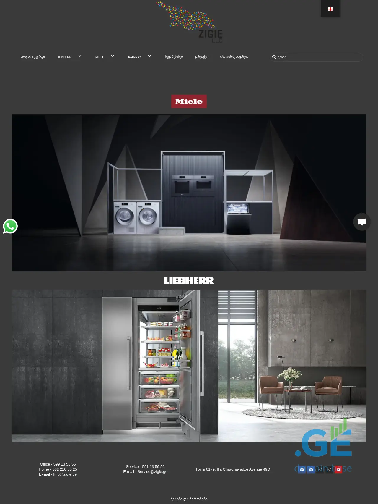Screenshot of the site zigie.ge