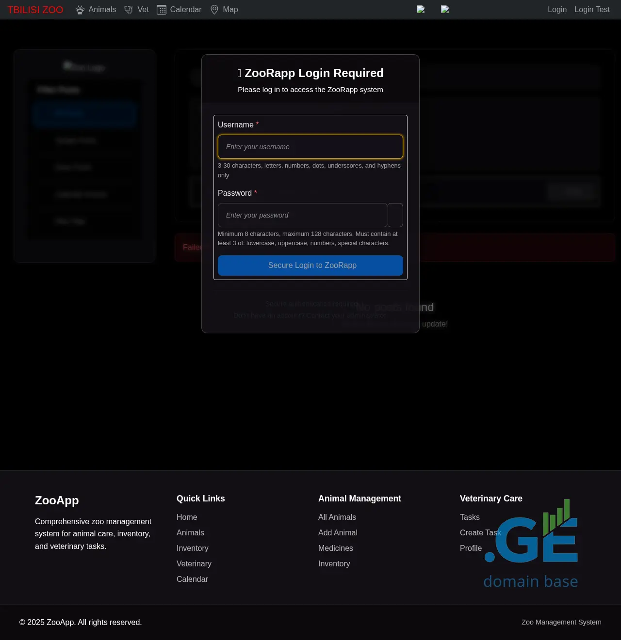 Screenshot of the site zooapp.ge