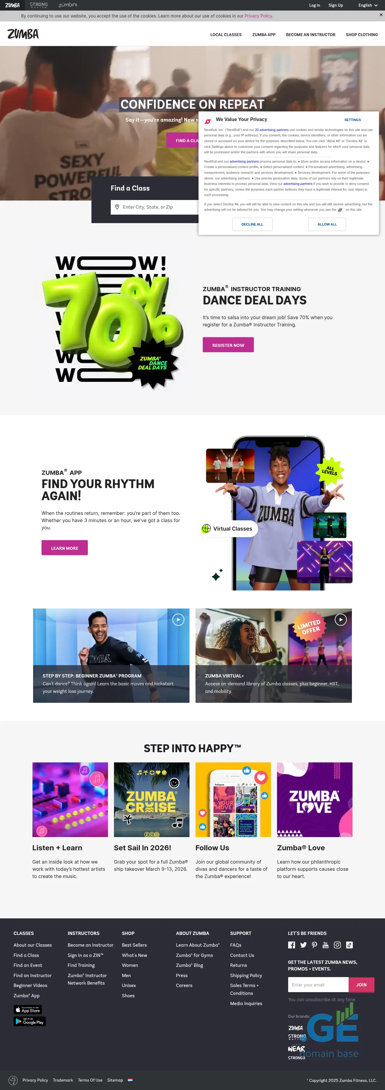 Screenshot of the site zumba.ge
