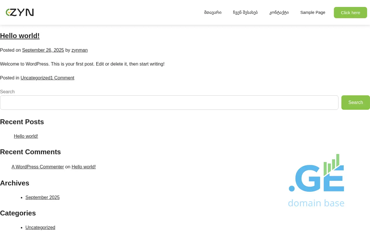 Screenshot of the site zyn.ge